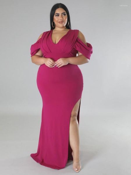 Robes grande taille ONTINVA longue bal col en V épaule froide Empire Curvy Lady soirée anniversaire mariage événement robes de soirée 4XL 5XL