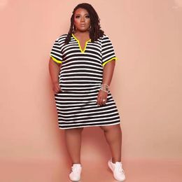 Grande taille robes fête pour les femmes 2023 été rayé lâche Sexy anniversaire robes de soirée dame mode tenue en gros