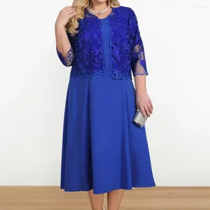 Robes grande taille robe grande taille manteau ensemble tenue de soirée dentelle florale broderie Midi pour les femmes élégantes