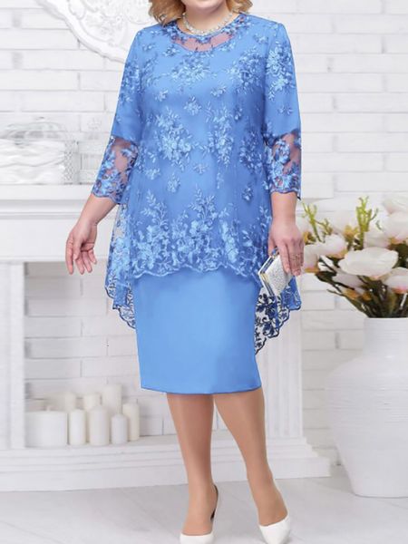 Robes grande taille Robes de soirée formelles grande taille pour dames de 50 à 60 ans broderie florale luxe invité de mariage mince moulante robes d'église 230824