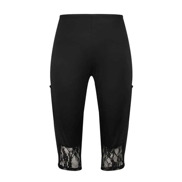 Robes de taille plus taille les leggings en dentelle pour femmes taille 3/4 pantalon raccourci Trim stretchy Capri Bottoms dames pantalon de survêtement décontracté pour femelle surdimensionnée 2023 Y240422