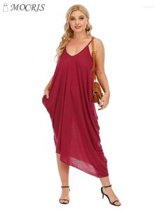 Robe de plage en Polyester rouge, grande taille, élégante et jolie, longue, ample, sans manches, dos nu, pour femmes, été