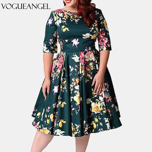 Robes grande taille Rétro grande taille 7XL 8XL 9XL femmes robe Vintage fermeture éclair imprimé fleuri tunique grande robe trapèze robes de grande taille pour les femmes 4XL 5XL 230519