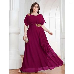 Plus Size Jurken Ronde Hals Chiffon Multicolor Elegante Jurk 2023 Zomer Mode Grote Luxe Royal Blue Party Dreeses