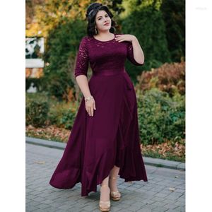 Plus size jurken ronde nek kanten chiffon elegante 4xl 5xl jurk prom bruiloft ruche avond 5 kleuren