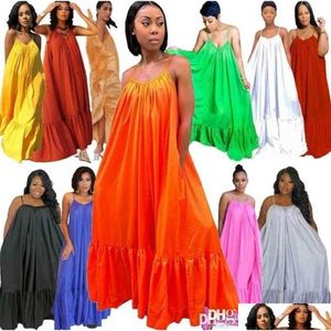 Plus Size Robes S- 5Xl Casual Vêtements Maxi Pour Femmes Designer Sexy Sling Sans Manches Longue Robe De Mariée Robe De Mariée 16 Couleurs Drop De Dhpkf