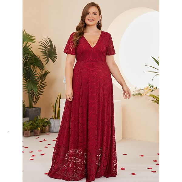 Robes grande taille taille col en V manches courtes dentelle robe extensible ample 5XL6XL grand élégant Maxi Long pour Drees 230905