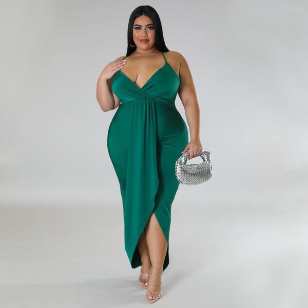 Plus La Taille Robes Stretchy Sexy Moulante Robe Longue Pour Les Femmes V Cou Bretelles Spaghetti Slim Vestidos Night Club Robes De Soirée De Mode Outfit