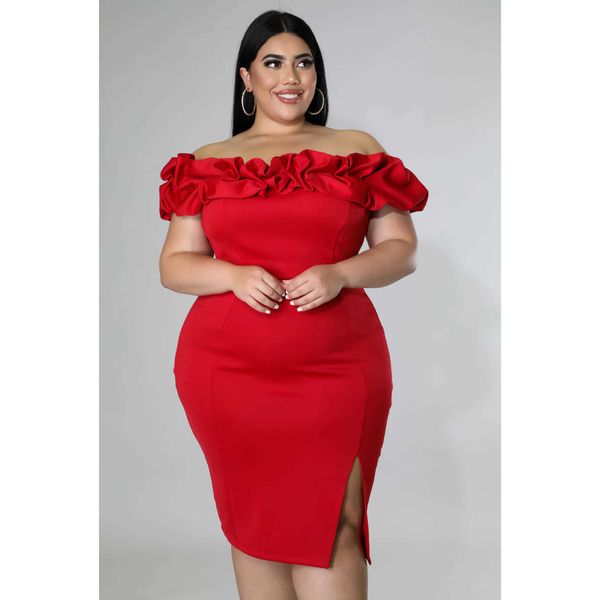 Robes de grande taille Robe d'été Femmes Vêtements 5xl Sexy One Word Collar Fashion Party Midi Soirée Élégante En Gros Dropshipping 230307