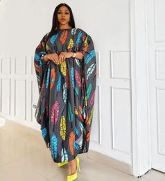 Plus size jurken zomer los voor vrouwen dashiki abaya bohemian blad print kaftan gewaad femme ankara aficaanse maat lange maxi strandjurk 230504