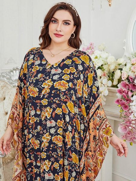 Robes grande taille robe d'été corée fleur manches chauve-souris Maxi Sexy haute qualité mode impression femmes Robes plage BohemiaPlus