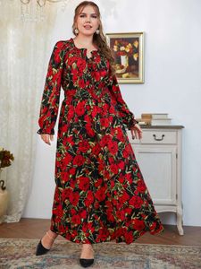 Robes grande taille TOLEEN femmes élégantes grande taille grandes robes Maxi roses rouges soirée florale Festival à manches longues vêtements surdimensionnés 230620