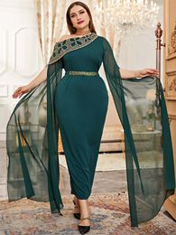 Plus Size Kleider Toleen Damen Elegante Größe Maxi Frühlingsgrün, figurbetont, Abend, Abschlussball, Party, Festival, lang, übergroß, muslimische Kleidung 230613