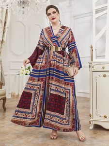 Plus size jurken toleen vrouwen grote maxi 2023 casual chic elegante boho moslim kalkoen feestavond bruiloftskleding met lange mouwen boho kalkoenfeestje