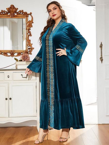 Vestidos de talla grande TOLEEN Mujeres Maxi Vestido 2023 Otoño Invierno Elegante Manga larga Abaya Musulmán Turquía Fiesta de noche Boda Robe Ropa