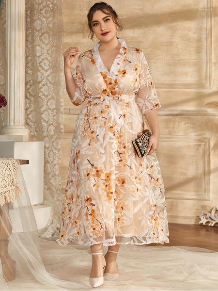 Vestidos de talla grande TOLEEN mujeres vestido largo de gran tamaño 2023 diseñador de lujo elegante elegante floral grande fiesta de noche larga ropa de festival