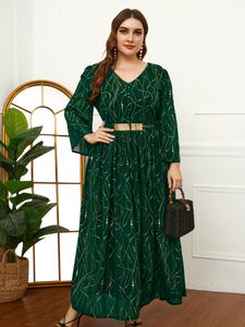 Plus size jurken toleen dames maat maxi lente groen grote lange mouw luxe ontwerper chic elegante avondfeestje robe 230130