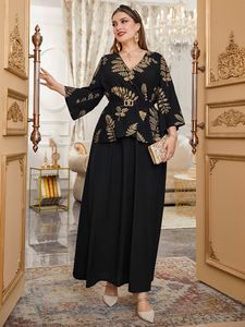 Plus size jurken toleen dames maat maxi luxe chic elegant shirt met lange mouwen moslim Turkse Afrikaanse feestavond kleding 230130