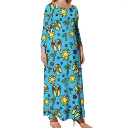 Robes de grande taille vacances robe de palmier abstrait été tongs fête Maxi esthétique bohême longue impression robes 5XL