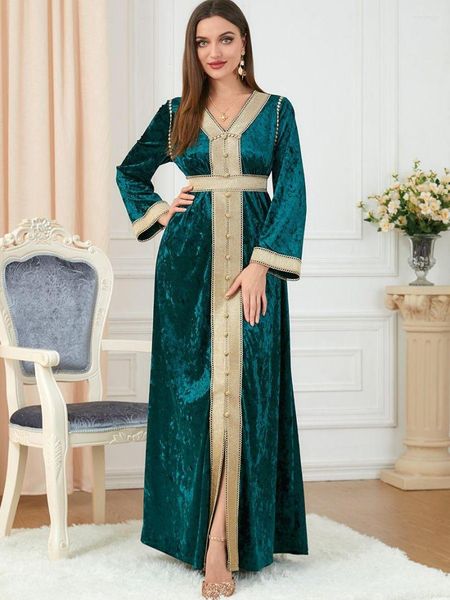 Vestidos de talla grande vestido largo de terciopelo Ramadán Eid Abaya Dubai Turquía ropa islámica musulmana africana para mujeres bata musulmana