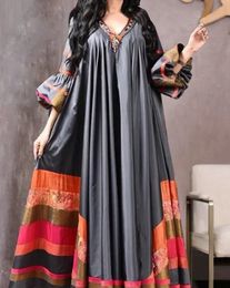Robes de grande taille Vintage imprimé Dres respirant lâche Robe du Moyen-Orient décontracté à manches longues Abaya musulman Abayas pour 231121