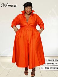 Plus la taille Robes Wmstar Plus La Taille Robes pour Femmes Vêtements Casual Lâche Chemise Longue Maxi Robe De Mode Streetwear En Gros Drop 230209