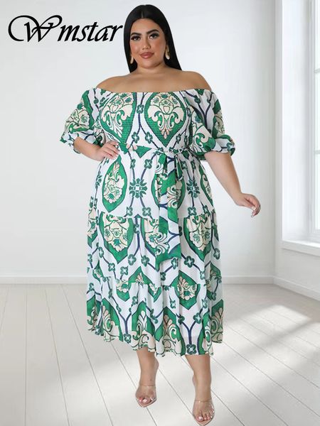 Robes grande taille Wmstar robes grande taille pour les femmes fête vêtements amples manches S épaules dénudées robe Maxi avec pansement vente en gros goutte 230519