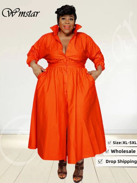 Robes grande taille Wmstar robes grande taille pour femmes vêtements décontracté chemise ample longue robe Maxi mode Streetwear vente en gros goutte 230209