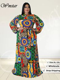Robes grande taille Wmstar robes de soirée grande taille pour femmes vêtements d'automne à manches longues imprimé afrique Maxi robe longue en gros goutte 230920