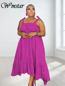 Plus la taille Robes Wmstar Taille pour les Femmes En Vêtements D'été Slip Bow Grand Ourlet Solide Élégant Maxi Robe En Gros Baisse 2023 230613