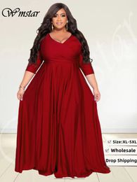 Grande taille robes Wmstar taille fête pour les femmes automne vêtements col en V pansement grand ourlet élégant Maxi robe en gros goutte 230330
