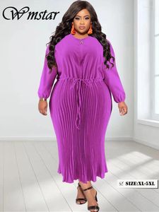 Robes de grande taille Wmstar femmes robe col rond mode taille haute pansement élégant à manches longues automne Maxi vente en gros goutte