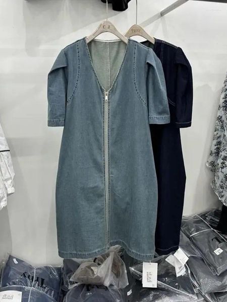 Robes de taille plus femme 4xl robe de chemise en jean en vrac