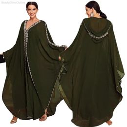 Robes grande taille femmes robe à manches chauve-souris diamants robe en vrac Abaya caftan dubaï vêtements musulmans 231208