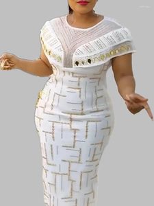 Plus Size Jurken Vrouwen Bodycon Feestjurk O Hals Glanzende Afrikaanse Elegante Luxe Rihnestone Patchwork Grote Damesjurken Zomer