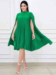 Robes de taille plus femme robe décontractée manche en vrac plissée de fête plissée