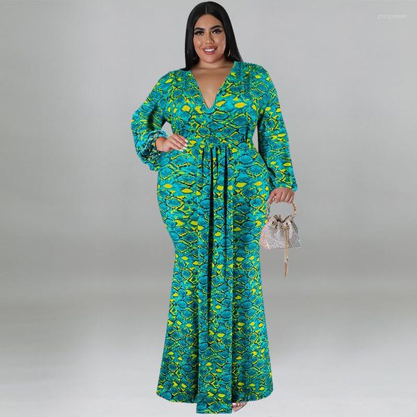 Robes de grande taille femmes Robe élégante imprimé peau de serpent fête 2023 automne décontracté Robe de soirée femme luxe Robe concepteur tissu