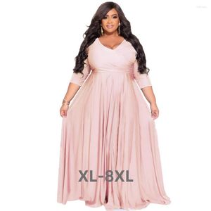 Robes De grande taille femmes soirée classique courbe Wrap col en v grande balançoire Maxi Vestidos De Verano Mujer 3xl 4xl 5xl 6xl