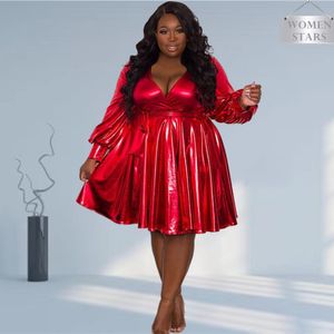 Robes grande taille Vêtements pour femmes Vêtements grande taille Robes de soirée pour femmes Élégantes à manches longues Lâche Mini Robes En gros Drop 221121