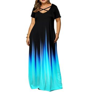 Robes de taille plus de la taille de la mode pour femmes décontractées imprimées maxi longs boho big 5xl peplum pour la robe de soleil fête des femmes 230130