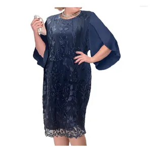 Robes grande taille pour femmes en dentelle florale à manches courtes robe de soirée formelle encolure dégagée fête péplum moulante mi-longue Cocktail