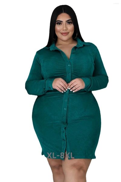 Robes grande taille femme col chemise jupe robe Cardigan 4xl 5xl 6xl 7xl 8xl