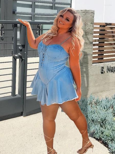 Robes de grande taille femmes robe d'été courte moulante dames Sexy jean Denim vente en gros en vrac goutte