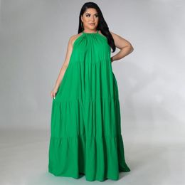 Plus size jurken vrouwen zomer ruche solide los feest 2023 mode elegante avondjurk mouwloze groothandel kleding
