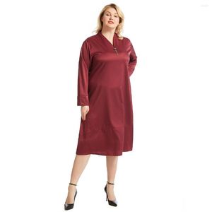 Plus Size Jurken XL-6XL Vrouwen Kleding Voor Dikke Dame Effen Kleur Oversized Party Loose Fit V-hals Gewaad Lange Mouw vestidos 2023