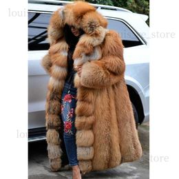 Plus la taille fausse fourrure épais longs manteaux femmes mode chaud maxi étage longueur surdimensionné vestes à capuche femme vêtements d'hiver 201110 T230808