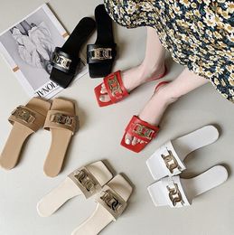 Plus Size Flacher Slipper für Damen Mode 2023 Outdoor Ketten Freizeit Sandalen Lady Slides Schuhe