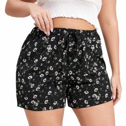 plus size bloemenprint zomer casual knoop shorts elastische taille boho shorts vrouwelijk groot formaat elegante strandshorts 5XL 6XL 7XL 8X K41B#