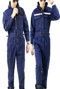 Plus maat voor 6xl winter mannen denim werkende overalls mannelijk werk slijtage uniformen kleding met kapjes met kap voor werknemersreparatieman 10130313887561