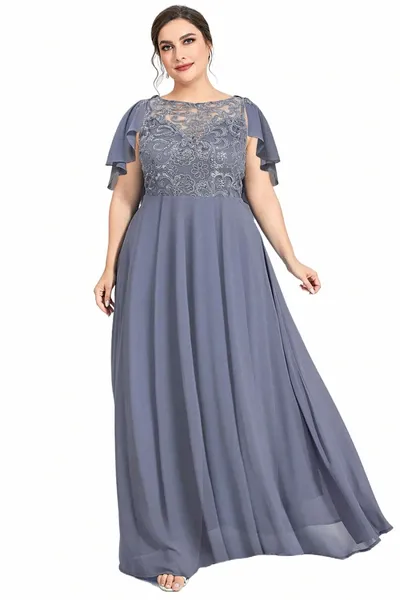 Plus la taille formelle Chiff Sequin Cape Tunique Maxi Dr pour les femmes élégantes de mariage invité Cape manches mariée Dr taille haute Dr 72db #